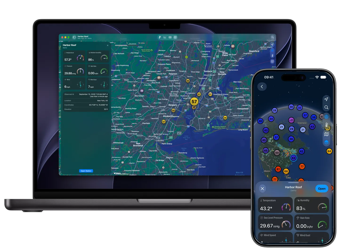 Weather Fusion Map with weather stations